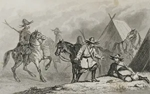 Nomads Prints: Russia. Kyrgyz camp. Engraving, 19th century