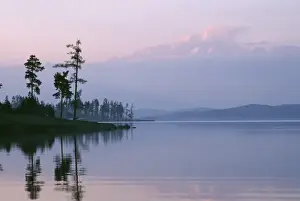 Urals Prints: RUSSIA - Lake in Ural Mountains - autumn evening