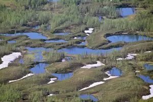 Aerials Gallery: RUSSIA - semi-tundra. Lakes and melting snow, aerial