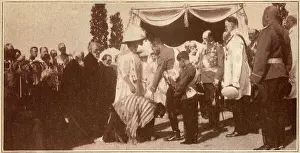 Veterans Prints: Russia - Tsar Nicholas II meeting veterans at Borodino