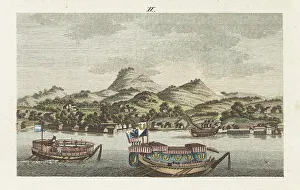 Carl Bertuch Prints: Russian Ambassador brought ashore to Nagasaki, Japan, 1804