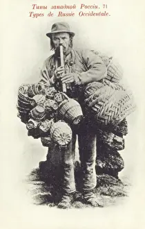 Wares Prints: Russian Basket Seller playing a whistle