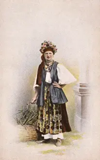 Countryfolk Prints: Russian Countrywoman wearing floral headdress