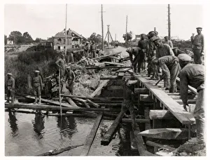 Russian engineers repairing a bridge Eastern Front, World War I Russian engineers repairing a bridge Eastern Front, World War I