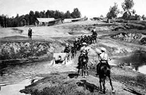 A Russian gun team crossing a stream in Galicia