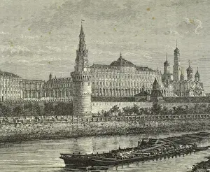 Russian. Moscow. Kremlin and Moskva River. Engraving. 19th c