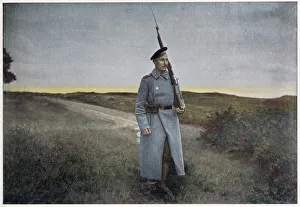 Images Dated 30th March 2021: Russian sentinel on a lonely country road Date: 1890s