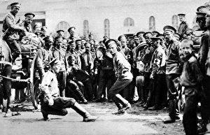 Images Dated 5th December 2004: Russian soldiers celebrating good news from the front with dance and music