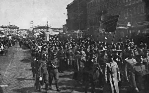 Russian soldiers departing for the front, Russia, WW1