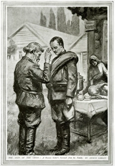 Images Dated 1st February 2017: A Russian Soldiers farewell from his family, WW1