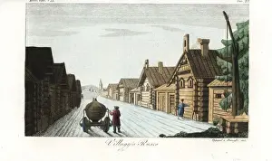 Russian village, 18th century, a single street