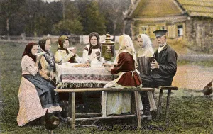 Accordion Gallery: Russian Villagers drinking tea