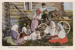 Extended Prints: Russian villagers having lunch