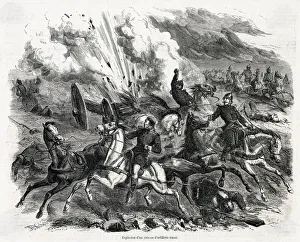 Ammunition Gallery: A Russian wagon, bringing up supplies of ammunition, is blown up by a French shell
