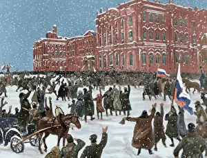 Snowing Prints: Russo-Japanese War (1904-1905). Patriotic demonstration in S