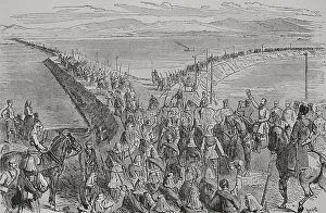 Russians Prints: Russo-Turkish War (1877-1878). Bridge over