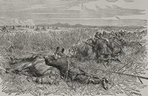 Russians Prints: Russo-Turkish War (1877-1878). Cossack ambush