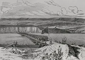 Russians Prints: Russo-Turkish War (1877-1878). Crossing the Danube