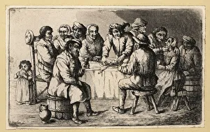 David Deuchar Prints: Rustic banquet scene with large group at a table, 17th century
