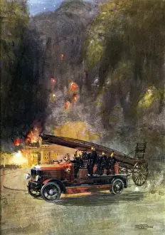 Fire Men Prints: S Teerwood. Fire engine