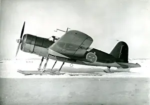 Retractable Prints: Saab B17B, 17101, fitted with retractable skis