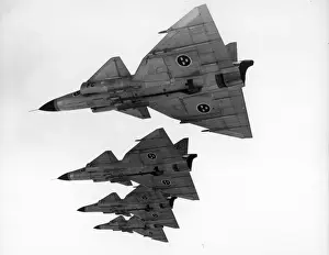 Four Saab JA37 Viggens