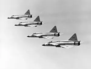 Four Saab JA37 Viggens