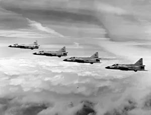Four Saab JA37 Viggens