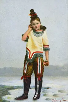 A Saami girl in traditional costume - Norway