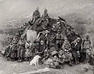 Saami indigenous family probably Norway, Lapps or Lapplander Saami indigenous family probably Norway, Lapps or Lapplander