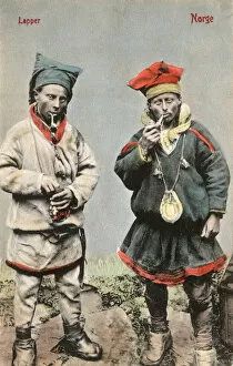 Pouch Collection: Two Saami Men smoking their pipes - Norway