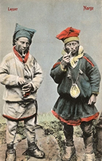 Pouch Collection: Two Saami Men smoking their pipes - Norway