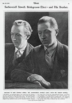 Sacheverell Sitwell (left), bridegroom-elect, and his brother Osbert. The engagement of Sacheverell Sitwell to Miss Georgia Doble has been announced. Date: 1925
