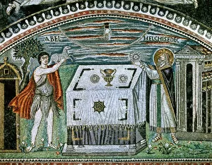 Mosaic Gallery: Sacrifice of Abel and Melchizedek (538-545 AD). Basilica of