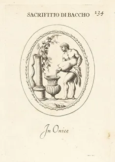 Roman God Prints: Sacrifice to Bacchus, the Roman god of wine