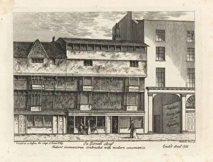 Antiquary Prints: Sadler's Horse Repository and Elizabethan houses, London