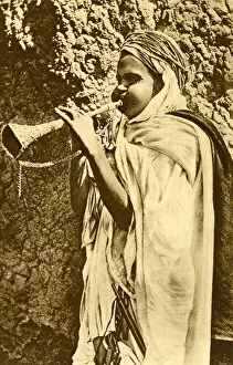 Images Dated 25th July 2018: Saharan boy with trumpet, Algeria, North Africa