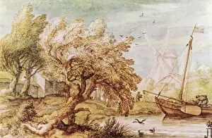 Sailboat Prints: Sailboat and Windmill Date: 1665
