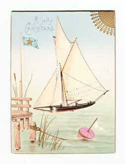 Buoy Collection: Sailing boat on a movable Christmas card