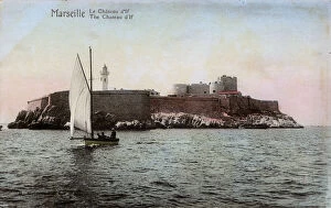 Jun18 Collection: Sailing boat passing the Chateau D If - Marseille, France