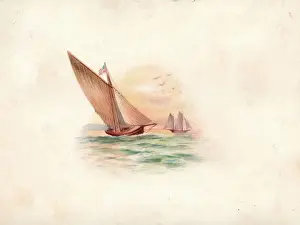 Sailing boats on a greetings card