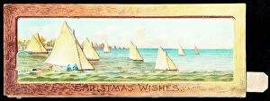 Images Dated 14th June 2018: Sailing boats on a panoramic Christmas card