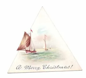 Triangular Collection: Sailing boats on a triangular Christmas card
