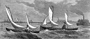 Canoes Prints: Sailing Canoe Race in the Solent, 1871