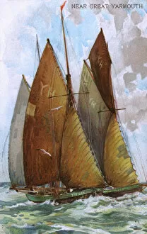 Sails Collection: Sailing luggers off the Norfolk Coast near Great Yarmouth