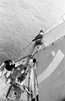 Sailing ship on the water, ocean sailing school