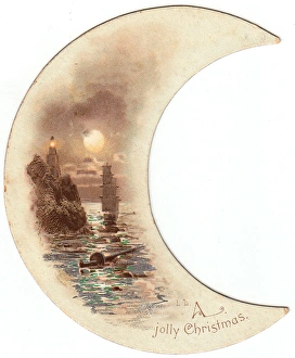 Christmas card in the shape of a lighthouse