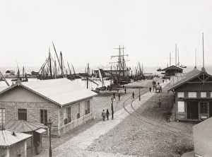 Sailing ships in the harbour, Cadiz, Spain, c. 1900