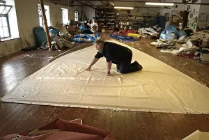 Sailmaker William Leitch, in his sail loft in Loch Tarbert