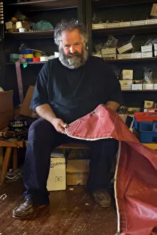 Images Dated 16th July 2019: Sailmaker William Leitch, in his sail loft in Loch Tarbert